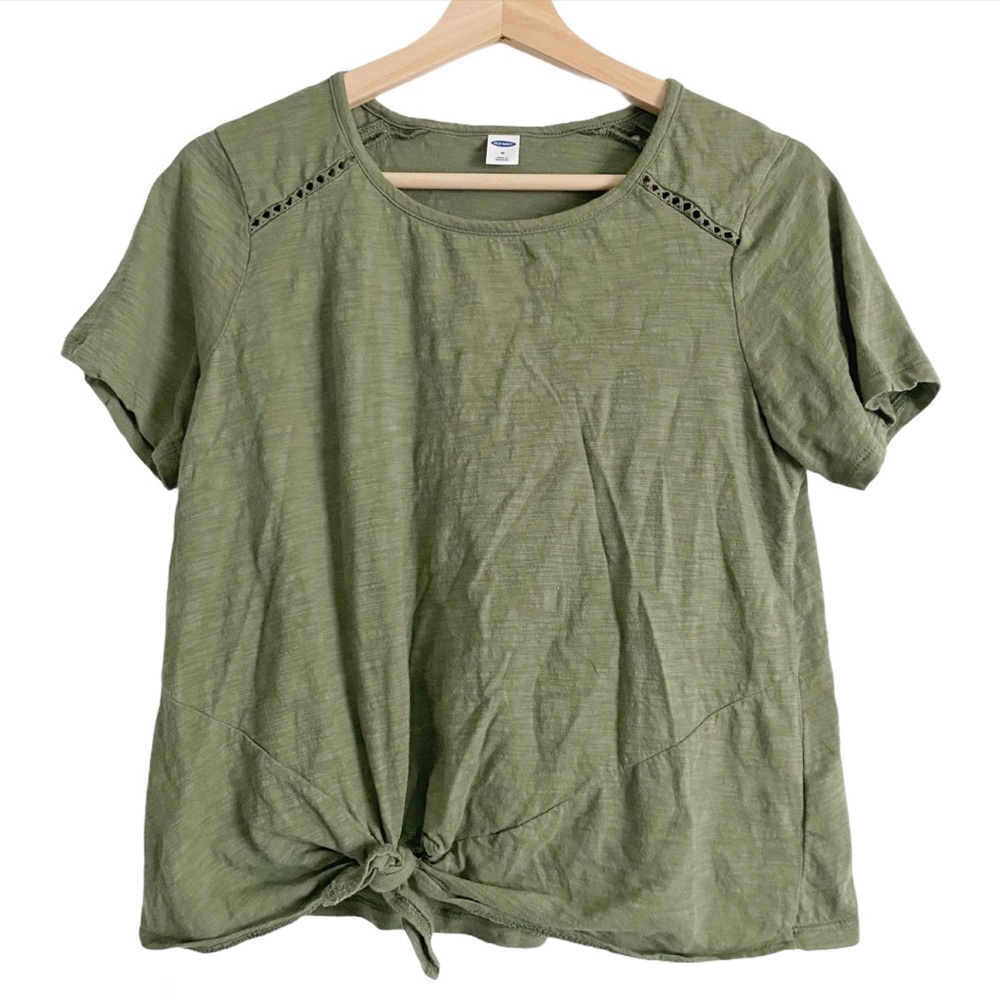 Old Navy Olive Green Short Sleeve Tie Tee